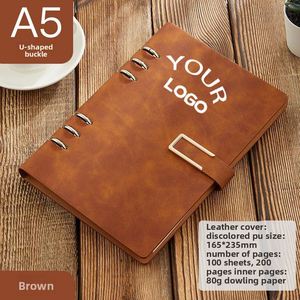 New Design High End Business Journal Notebook 6-Ring Binder Loose-<b>Leaf</b> Spiral Binding Leather Hardcover Address Book Size A5 - Product Image 3