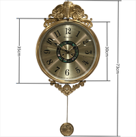 Horloge murale éléphant en métal orné avec pendule, mouvement silencieux, art mural décoratif rétro pour la maison et l'hôtel