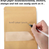 Resealable Plain Brown Zip Lock Heat Seal Kraft Paper Bag Doypack Packaging Pouches With Clear Window for Food Packaging