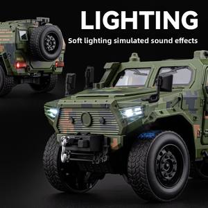 Véhicule blindé 1/24Mengshi, suspension à ceinture lumineuse sonore, modèle de voiture en alliage, collection de jouets pour enfants, cadeau de voiture jouet - Product Image 5