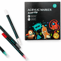 Marqueurs d'art effaçables à double pointe MK-08, 12/24/36/48 couleurs, haute qualité, en plastique acrylique, pour enfants - Vente chaude