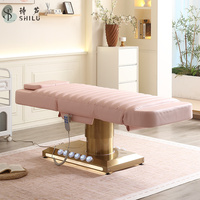Table de massage électrique de luxe moderne pour salon de beauté, lit facial incurvé, extension de cils, spa, structure en acier inoxydable, revêtement PU 3