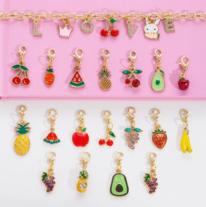 Al por mayor, bonito set de dijes colgantes de frutas esmaltadas 3D, ligeros, de moda de verano, para llavero, pulsera DIY y accesorio de joyería hecho a mano - Product Image 3
