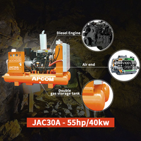 Compresseur d'air à vis portable APCOM 8bar 40kw 50HP diesel 180cfm JAC30A pour chantier de construction et exploitation minière