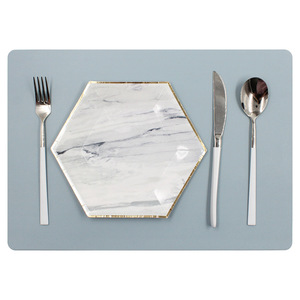 Manteles individuales de cuero PU Teslin en stock, estilo coreano, color liso sencillo, multicolor, aptos para uso doméstico y hotelero. - Product Image 3