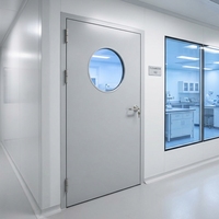 Porte en acier de sécurité commerciale avec vitre ronde, design en verre pressé, porte en acier ignifugée pour hôpital, laboratoire, centre commercial