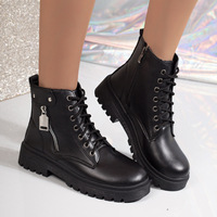 Nouvelles Bottines Noires Style Britannique Hiver 2026 pour Femme – Tendance, Semelle Épaisse, Tige Courte, Style Motard Élégant