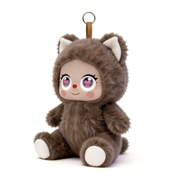 Bear Plush Bluetooth Mini Speaker Keychain 2-Inch Display 5W Portable Subwoofer Wireless Loudspeaker with BT 5.3 TF Radio Gift