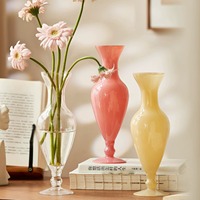 Vase en verre vintage en forme de trompette, vase à fleurs en forme de gobelet, taille étroite, bord large et évasé pour fleurs fraîches, décoration intérieure