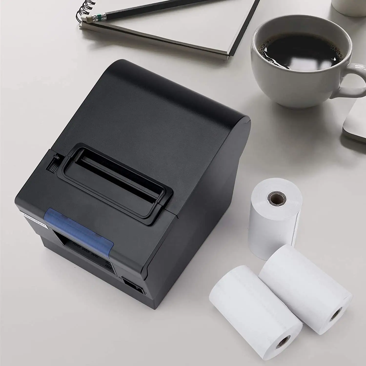 Mufeng papel térmico papel de 3 1/8 "x 52,4 'recibo de papel rollo de papel térmico para 80mm impresora térmica de caja registradora