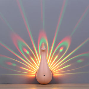 LED Projected <strong>Peacock</strong> Night <strong>Light</strong> Creative Bedside Lighting with Remote Control Hanging Wall Lamps Colorful Atmosphere <strong>Light</strong> - Product Image 1