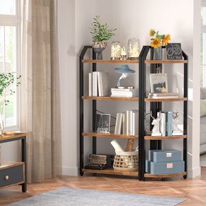Estantería Metálica Reversible de 4 Niveles y Doble <span class=keywords><strong>Ancho</strong></span>, Juego de 2 Estantes Abiertos Grandes, Diseño Moderno y Ecológico para Sala de Estar, Dormitorio y Hogar - Product Image 2