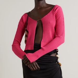 <span class=keywords><strong>Cardigan</strong></span> <span class=keywords><strong>Sexy</strong></span> con Scollo a V e Apertura Frontale per Donne, Maglione Estivo Casual Traspirante 100% Cotone con Ricami e Maniche Lunghe - Product Image 2