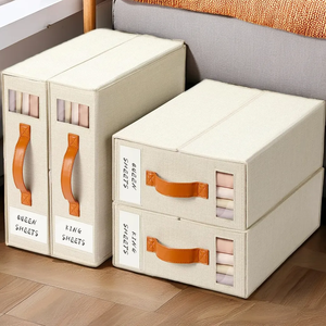OEM 4 Pack Linen Closet Foldable Bedding Set Storage <b>Container</b> Bed Sheet Box Organizer - Product Image 1