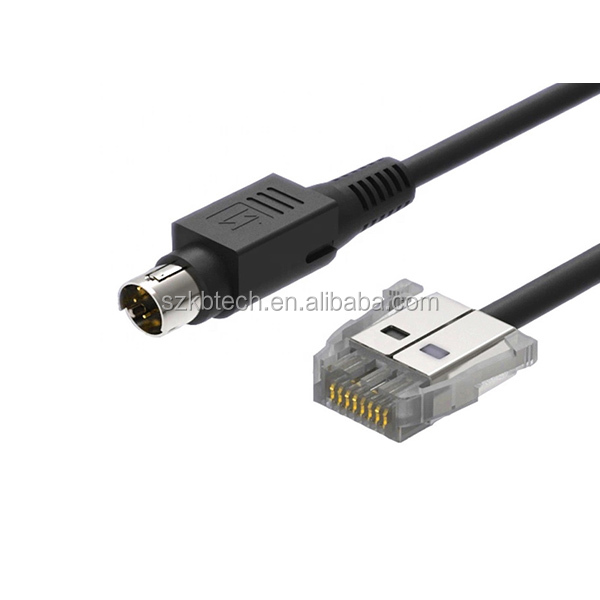 8Pin SDL to Mini DIN Cable 12V USB Data Transfer Cable with Braid Shielding for POS System and Printers Pure Copper PVC Jacket