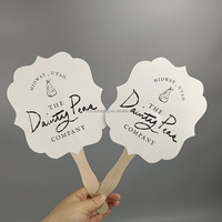 Éventail en papier publicitaire de forme ronde personnalisé avec manche en bois pour la publicité
