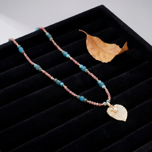 <span class=keywords><strong>Collana</strong></span> con Ciondolo Unisex Bohemien Vintage in Titanio Placcato con Perle di Pietra Naturale, Cristallo Austriaco e Imitazione Perla, con Venature a Foglia d'Albero Reale - Product Image 3