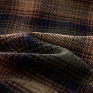 Nouvelle mode personnalisée à manches longues 100% coton col rabattu hommes tissé fil teint flanelle chemise à carreaux deux poches - Product Image 6