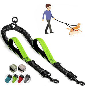 NUOVO Guinzaglio Doppio Retrattile per Cani <span class=keywords><strong>in</strong></span> Nylon a Righe, Classico, Lussuoso, alla Moda, Resistente, Riflettente, Imbottito, con Luci di Sicurezza a Mani Libere - Product Image 4
