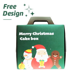 Caja de pastel de Navidad gratis personalizada ecológica con asa Embalaje de Brownie de gama alta para alimentos y aperitivos de panaderí<span class=keywords><strong>a</strong></span>-Laminación mate - Product Image 2