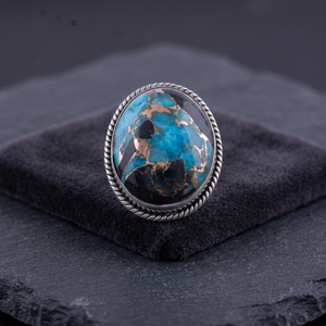 Premium Grade Classic 925 Sterling Silver Bezel Setting Oval <b>Turquoise</b> Handmade Women's Unisex <b>Ring</b> At Best Price - Product Image 3