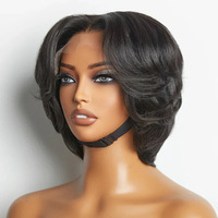Perruque Courte Pixie Lace Frontale en Cheveux Humains Vierges Naturels 5x5 avec Frange pour Femmes Noires – Offre Spéciale
