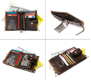 Thông minh chống mất Ví với vị trí báo động ghi lại (thông qua điện thoại <span class=keywords><strong>GPS</strong></span>) Bifold da bò da ví thông minh cho nam giới - Product Image 5