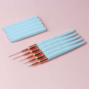 Juego de 5 Pinceles Profesionales para Decoración de Uñas, Diseño Ultrafino con Mango Azul Macaron, Personalizable con Logotipo, para Manicura y Pintura Artística - Product Image 1