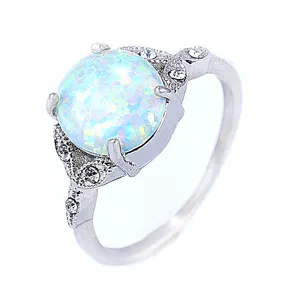 Wanita Opal Perhiasan Kustom Baja Nirkarat Biru Api Opal Batu Cincin untuk Wanita Anak Perempuan
