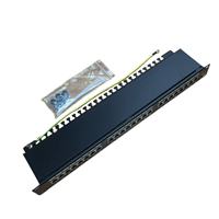 Panel Patch Cat6 FTP 19 Inci 24 Port 1U Dapat Dipasang di Rak RJ45 Keystone Coupler Braket Jaringan Logam Tahan Lama Hitam CE ROHS