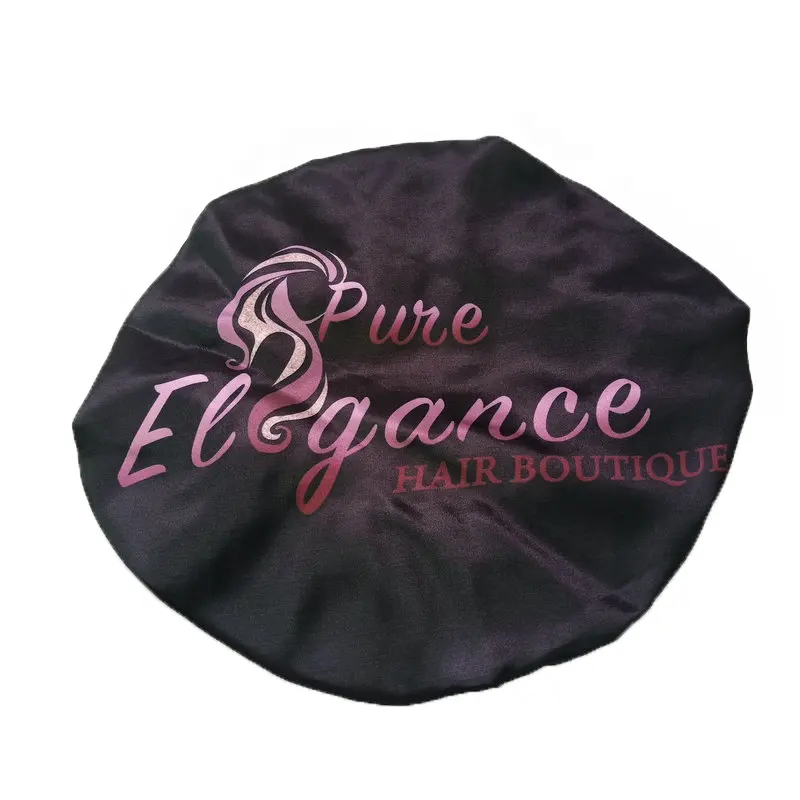 Cuffiette per capelli satinate personalizzate con Logo per una protezione dei capelli comoda ed elegante, perfetta per parrucchieri e saloni professionisti