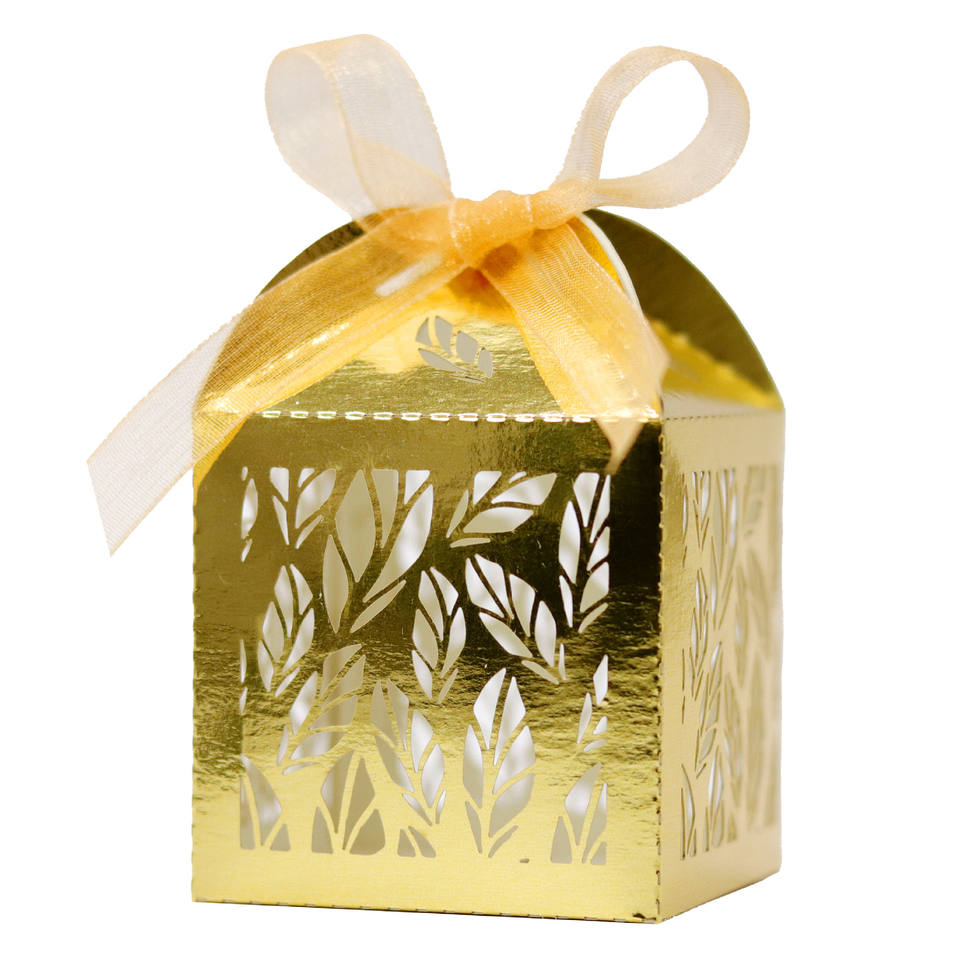 Pearl Paper Hollow-out Ribbon Wedding Birthday Candy Boxes Festive ...