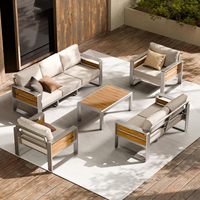 Neues Design Garten-Lounge-Sofa mit Tisch Terrassen-Sitzgruppe Outdoor-Sitzgruppe Bistro-Set Metall-Balkon-Sofa