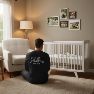 T-shirt à manches longues Papa Est 2025, cadeau pour papa qui devient père pour la première fois - Product Image 3