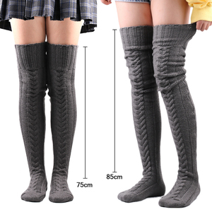 Mùa Đông Chân Ấm Đùi Vớ Cao Hơn Đầu Gối Dệt Kim Vớ Slouch Cho Phụ Nữ - Product Image 2