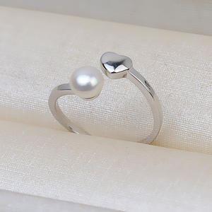 Anneau de princesse simple en forme de cœur ouvert en argent S925 fait à la main, accessoire de bricolage, anneau vide pour perle de 5 à 8 mm, anneaux de mode 2713 - Product Image 4