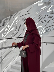 عباية رمضان <span class=keywords><strong>2026</strong></span> أنيقة وفاخرة للعيد، قفطان مفتوح أحمر، فستان هندي مطرز يدويًا، فساتين سهرة نسائية مسلمة - Product Image 3
