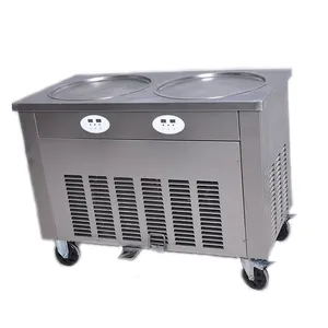 Commercial Use Ice Cream Rolls Machine Double Flat Pan Fried Ice Cream Roll Machine