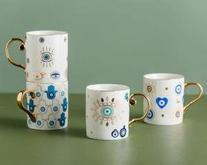 Tazza da Tè in Ceramica Design Nordico Solhui con Occhio Blu e Manico Dorato per <span class=keywords><strong>Caffè</strong></span> o Tè, Regalo per Occasioni Speciali - Product Image 5