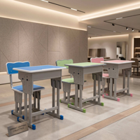 Ensemble bureau et chaise d'étudiant réglables en hauteur, ergonomique, pour salle de classe, mobilier scolaire, table et chaise avec structure métallique