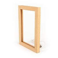 Lampe photo LED 3D en bois, lumière de nuit USB, cadre photo en bois avec base lumineuse LED