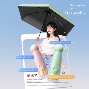 Custodia personalizzabile con colla nera UV parasole cinque volte Ultra leggera per specchio capsula ombrello da ragazza Design classico per i viaggi - Product Image 2