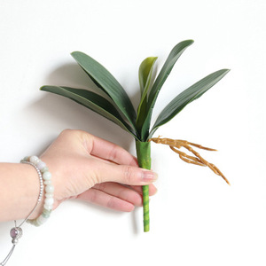Pegamento suave con hojas de orquídeas y mariposas, hoja de cimbidio Artificial de tres tamaños para decoración del hogar, venta al por mayor - Product Image 6