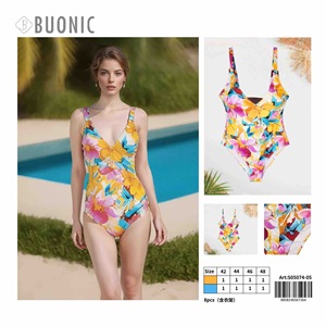 Costume da bagno intero da donna Buonic, giallo floreale, taglia 42 44 46 48, abbigliamento da spiaggia estivo - Product Image 3