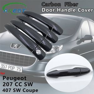 Glace de porte en Fiber de carbone pour Peugeot, lot de 4 pièces, <span class=keywords><strong>noir</strong></span> brillant, capuchon de garniture, accessoires d'extérieur de voiture pour Peugeot 207 CC <span class=keywords><strong>SW</strong></span> <span class=keywords><strong>407</strong></span> <span class=keywords><strong>SW</strong></span> coupé - Product Image 1