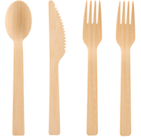 Ensemble de couverts en bambou biodégradable écologique fourchette jetable cuillère couteau pour camping aventures en plein air