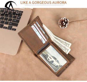 Cartera de hombre de cuero Crazy Horse de moda europea Andong, cartera corta de piel de vacuno de primera capa, carteras tejidas, monedero de cuero genuino para hombre - Product Image 2