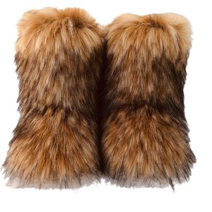 Botas de nieve impermeables y antideslizantes de caña media para mujer, estilo europeo-americano, con tacón plano y piel sintética de mapache, cálidas para invierno. - Product Image 5