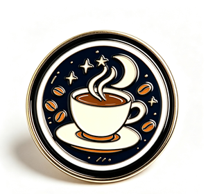Coffee Cup Hard Enamel Lapel Pin Custom Badge Round <b>Metal</b> Brooch for Clothing Gift - Product Image 3
