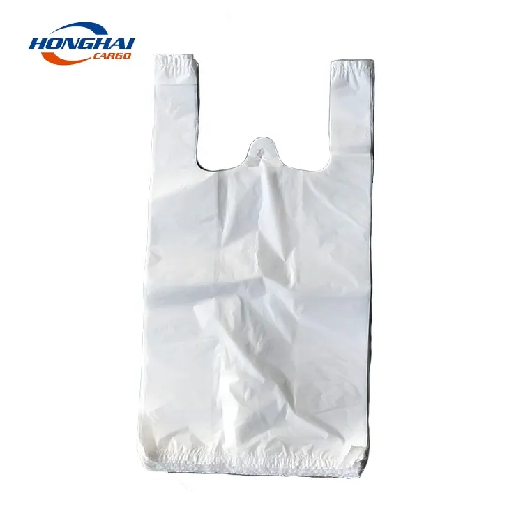 HDPE yelek kolu polietilen plastik logoları ile alışveriş çantası T-shirt plastik poşetler süpermarket alışveriş çantası toptan, özelleştirilmiş